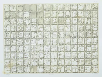 Plakett med ideografisk skrift fra Temple of Inscriptions, Palenque, ca. 692, plate 38 fra 